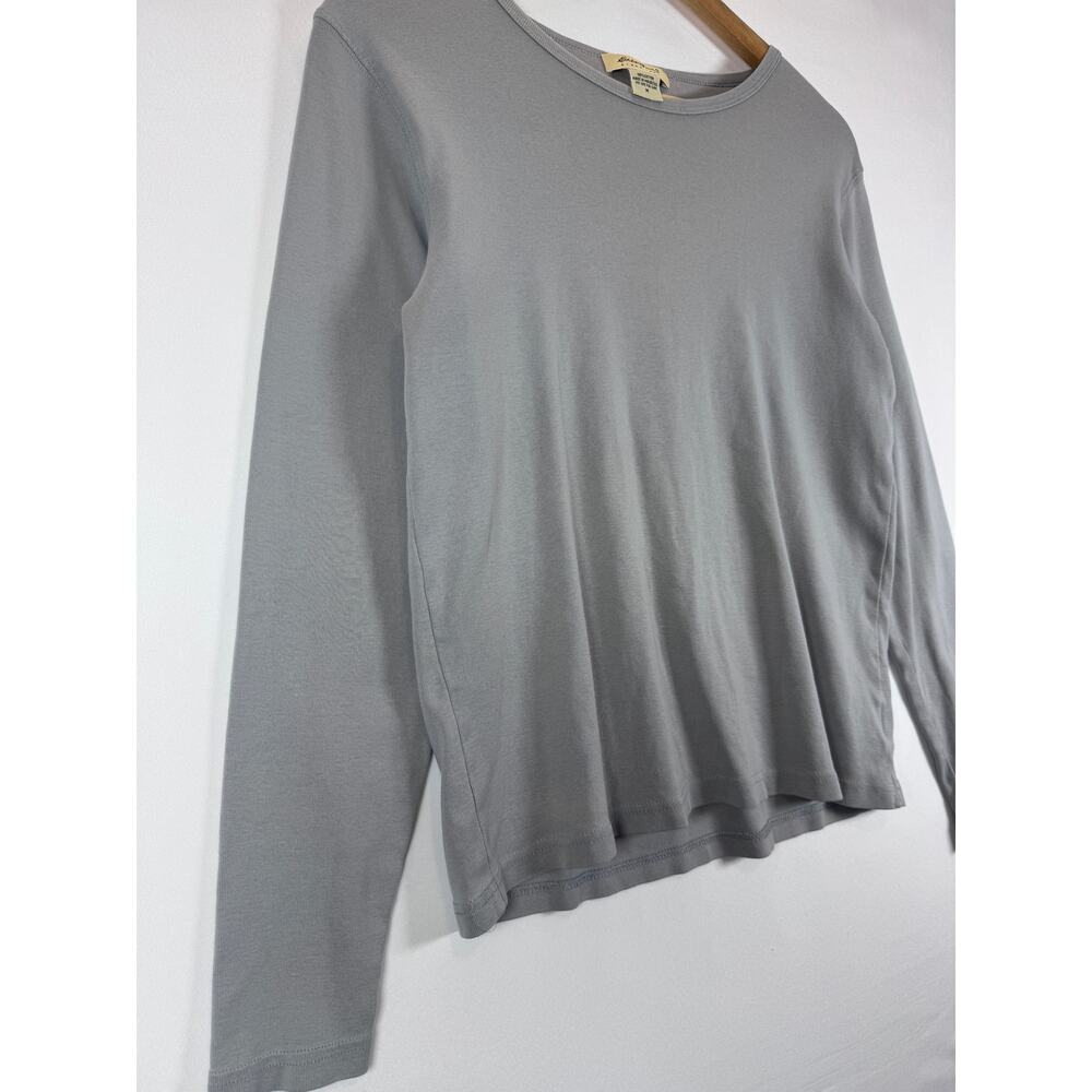 Eddie Bauer Womens M Gray Ribbed Long Sleeve Cotton Crewneck T Shirt - Picture 3 of 8